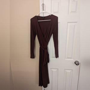 Brown wrap dress